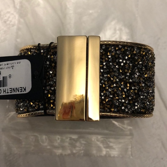 Kenneth Cole NY black gold sparkly bracelet cuff - Picture 7 of 8